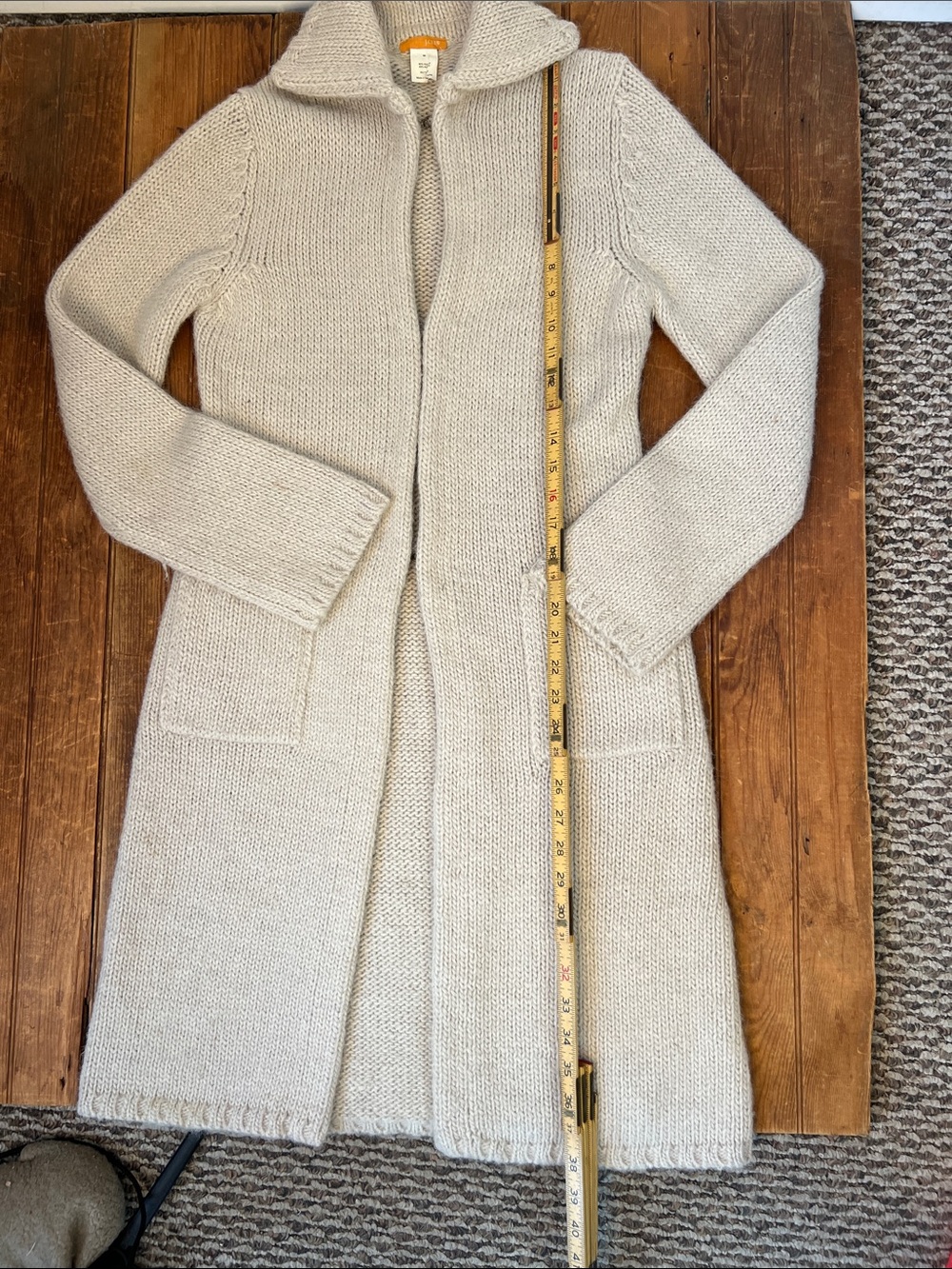 J. Crew Long Cream Alpaca Cardigan sweater coat size medium - Picture 4 of 5